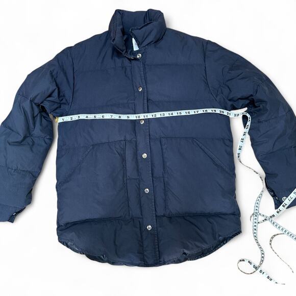 STUDIO TOMBOY Dark Navy Puffer Jacket Women’s Size M Quilted Snap Front Coat - Picture 3 of 6